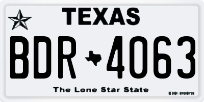 TX license plate BDR4063