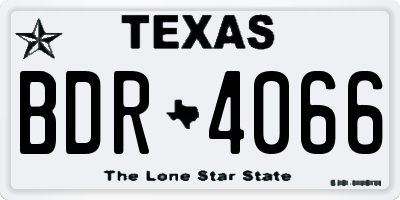 TX license plate BDR4066