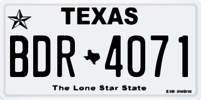 TX license plate BDR4071