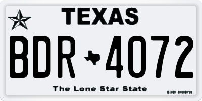 TX license plate BDR4072