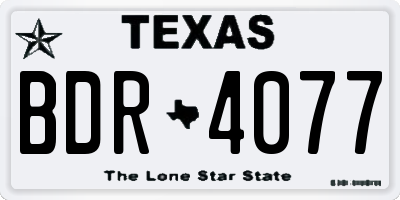 TX license plate BDR4077