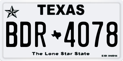 TX license plate BDR4078