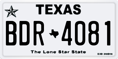 TX license plate BDR4081