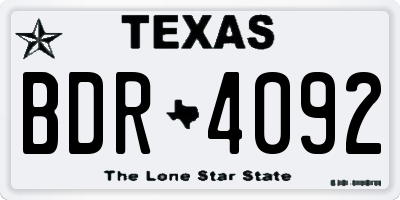 TX license plate BDR4092
