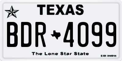 TX license plate BDR4099