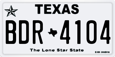 TX license plate BDR4104