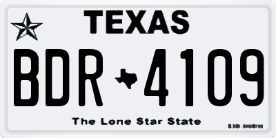 TX license plate BDR4109