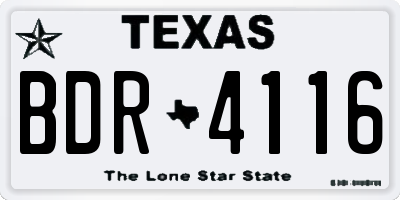 TX license plate BDR4116