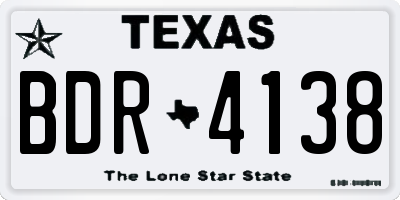 TX license plate BDR4138