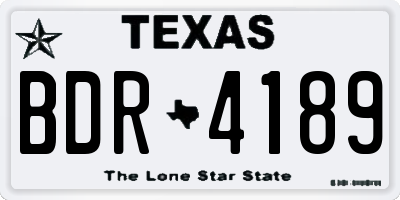 TX license plate BDR4189