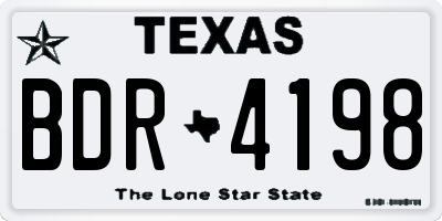 TX license plate BDR4198
