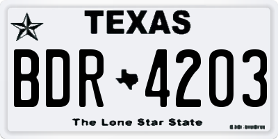 TX license plate BDR4203