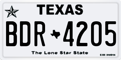 TX license plate BDR4205