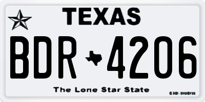 TX license plate BDR4206
