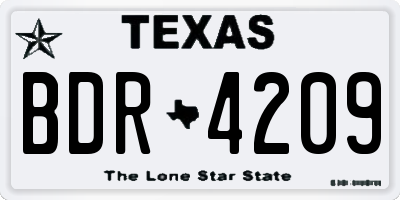 TX license plate BDR4209