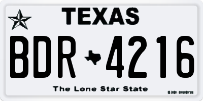 TX license plate BDR4216