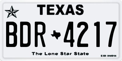 TX license plate BDR4217