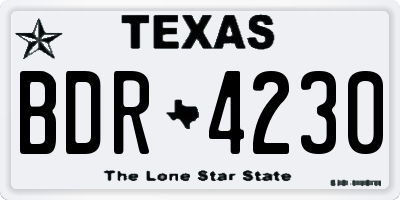 TX license plate BDR4230