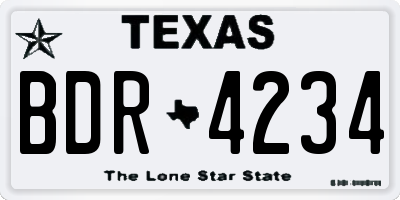 TX license plate BDR4234