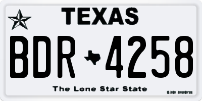 TX license plate BDR4258