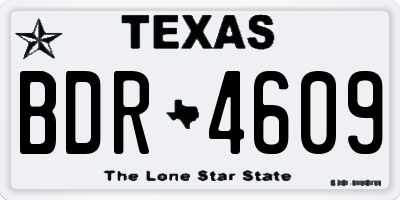 TX license plate BDR4609