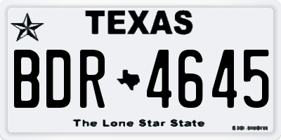 TX license plate BDR4645