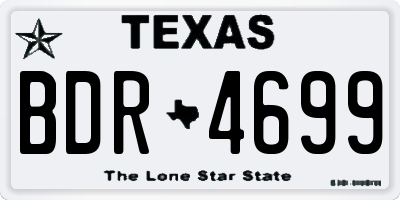 TX license plate BDR4699