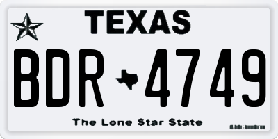 TX license plate BDR4749
