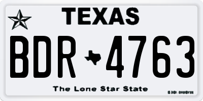 TX license plate BDR4763