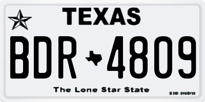 TX license plate BDR4809