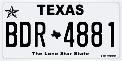 TX license plate BDR4881