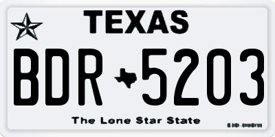 TX license plate BDR5203