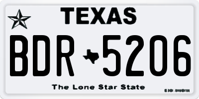 TX license plate BDR5206