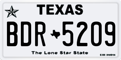TX license plate BDR5209