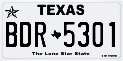 TX license plate BDR5301