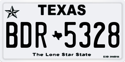 TX license plate BDR5328