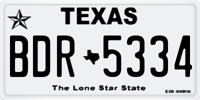 TX license plate BDR5334