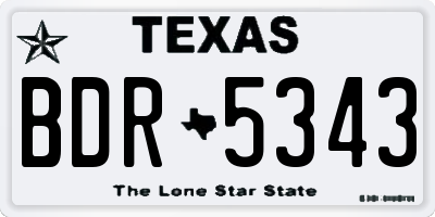 TX license plate BDR5343