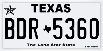 TX license plate BDR5360
