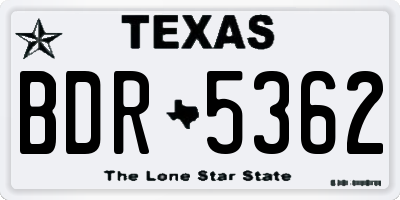 TX license plate BDR5362