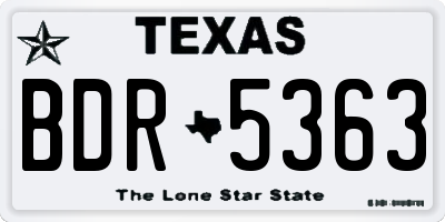 TX license plate BDR5363