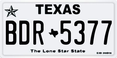 TX license plate BDR5377
