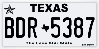 TX license plate BDR5387