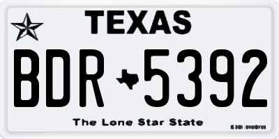 TX license plate BDR5392