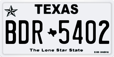 TX license plate BDR5402