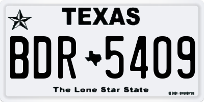 TX license plate BDR5409