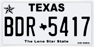 TX license plate BDR5417