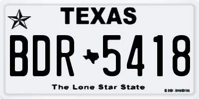 TX license plate BDR5418