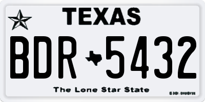 TX license plate BDR5432