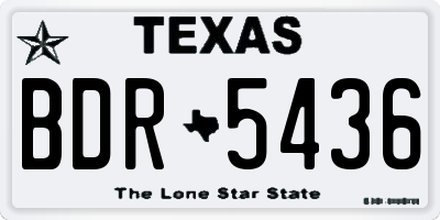 TX license plate BDR5436